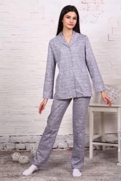 Пижама-костюм для девочки арт. ПД-006 - звери на сером (Нл)