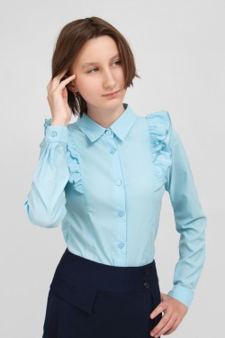Блузка для девочки длинный рукав SP0222 - голубой (Нл)