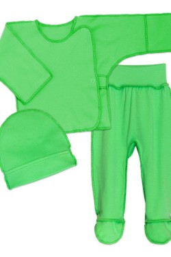 Комплект для новорожденных (распашонка, шапочка, ползунки) 4299 - зеленый (Нл)