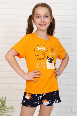 Пижама Компот печать для девочки - мечта кота (Нл)