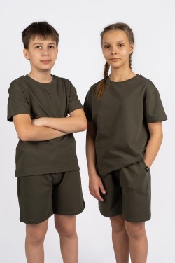Комплект детский 42100 (футболка + шорты) - хаки (Нл)