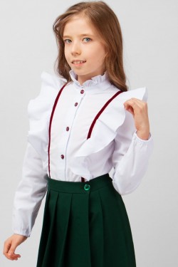 Блузка для девочки SP0622 - бело-бордовый (Нл)