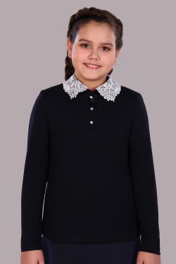 Блузка для девочки Рианна Арт.13180 - темно-синий, белый (Нл)