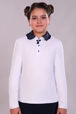 Блузка для девочки Рианна Арт.13180 - белый-темно-синий (Нл)