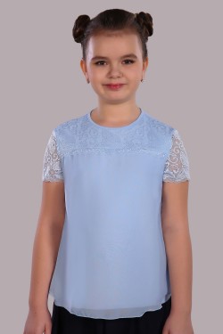 Блузка для девочки Анжелика Арт. 13177 - светло-голубой (Нл)