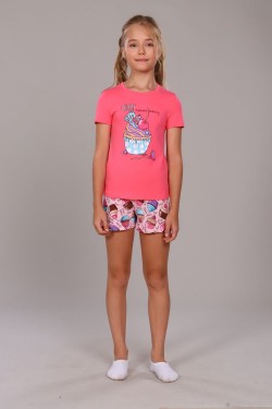Пижама для девочки Кексы арт. ПД-009-027 - розовый (Нл)