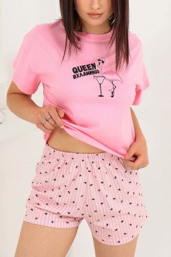 Пижама Вхламиngo (футболка+шорты) - розовый (Нл)