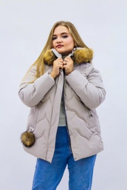 Зимняя женская куртка еврозима-зима 2879 - бежевый (Нл)