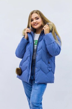 Зимняя женская куртка еврозима-зима 2879 - голубой (Нл)