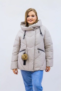 Зимняя женская куртка еврозима-зима 2876 - бежевый (Нл)