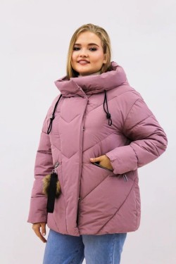 Зимняя женская куртка еврозима-зима 2876 - розовый (Нл)