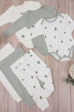 Комплект одежды для новорожденных, костюм боди и штаны 3 шт арт. НБ-3БЧШ - оливки (Нл)