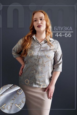 Блуза шелк 1311 - цепи серые (Нл)