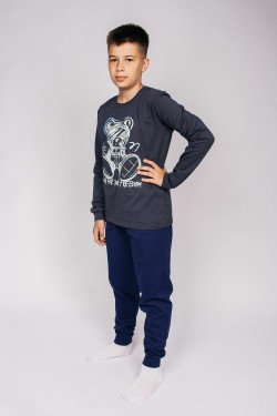 Пижама для мальчика 92214 - темно-серый-т.синий (Нл)