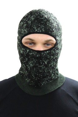 Шапка-маска вязаная (Балаклава) Б-5 - пиксели зеленый (Нл)