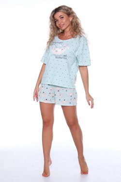Пижама с шортами Очарование 052-053 - светло-мятный (Нл)
