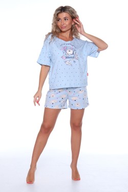 Пижама с шортами Очарование 050-051 - светло-синий (Нл)