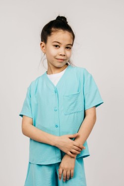 Рубашка для девочки 0610 - голубой (Нл)