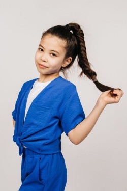 Рубашка для девочки 0610 - синий (Нл)