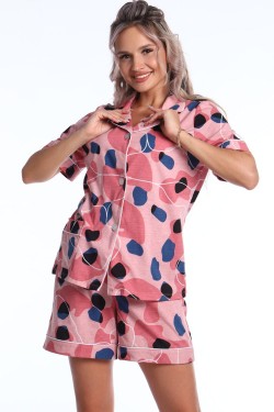 Пижама с шортами Уют 039 - розовый-синий (Нл)