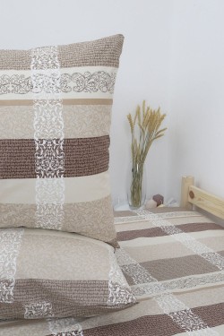 Наволочка бязь 142г-м2 Орнамент - коричневый-бежевый (Нл)