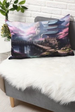 Декоративная двусторонняя наволочка Японский садик 50х70см габардин (Нл)