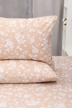 Наволочка поплин Цветочный рай-компаньон - кофейный (Нл)