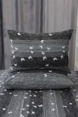 Наволочка поплин Бабочки-компаньон - черно-серый (Нл)