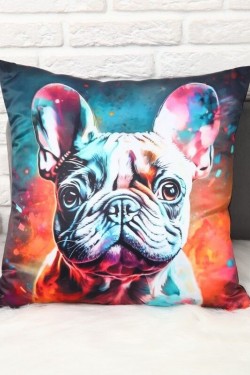 Декоративная атласная наволочка Бульдог 45х45см интерьерная (Нл)