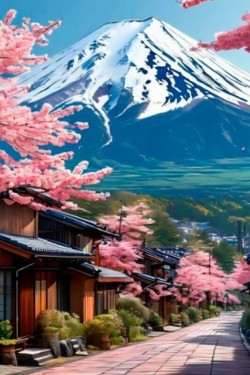 Декоративная атласная наволочка Гора в Японии. Фудзияма 45х45см интерьерная (Нл)