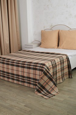 Плед флисовый клетка - коричневый (Нл)