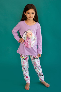 Пижама 22762 Barbie дл. рукав - лиловый (Нл)