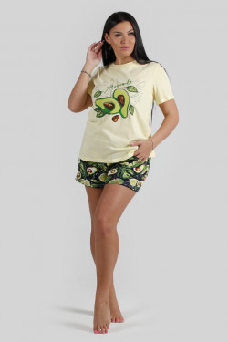 М-Пижама женская с шортами Авокадо арт. ПЖ-9