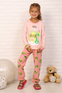 Пижама Кошка авокадо дл. рукав - розовый (Нл)