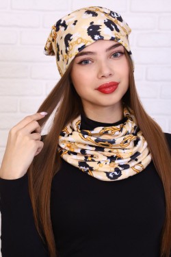 Комплект шапка и шарф-снуд 36127 - бежевый (Нл)