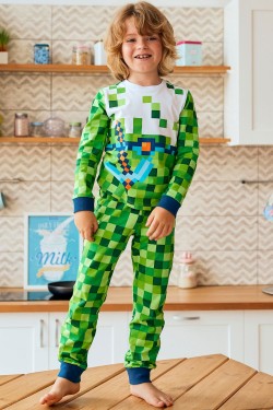 Пижама детская (фуфайка (лонгслив), брюки) д-мал Juno AW20BJ606 Sleepwear зеленый - зеленый (Нл)
