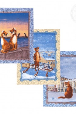 (Арт)-Набор полотенец из рогожки Питерские коты
