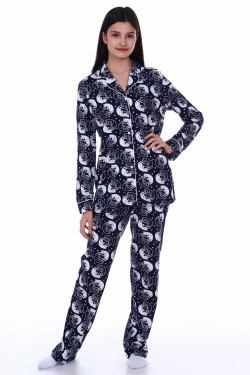 Пижама-костюм для девочки арт. ПД-006 - кошки синие (Нл)