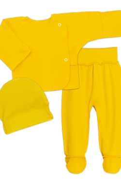 Комплект для новорожденных (распашонка, шапочка, ползунки) 4299 - желтый (Нл)