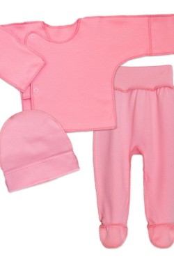 Комплект для новорожденных (распашонка, шапочка, ползунки) 4299 - розовый (Нл)