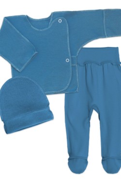Комплект для новорожденных (распашонка, шапочка, ползунки) 4299 - темно-синий (Нл)