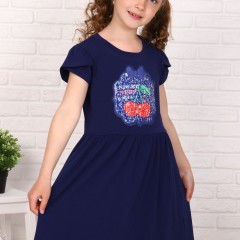 Платье Приветик короткий рукав детское - темно-синий (Нл)