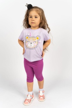 Комплект для девочки 41100 (футболка-бриджи) - сиреневый-лиловый (Нл)