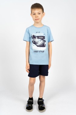 Комплект для мальчика 4293 (футболка + шорты) - я.голубой-т.серый (Нл)
