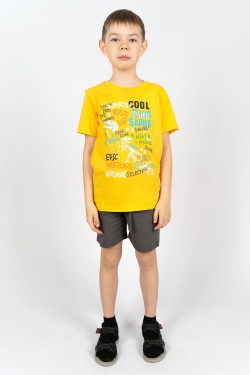 Комплект для мальчика 4292 (футболка + шорты) - желтый-т.серый (Нл)