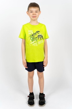 Комплект для мальчика 4291 (футболка + шорты) - салатовый-т.синий (Нл)