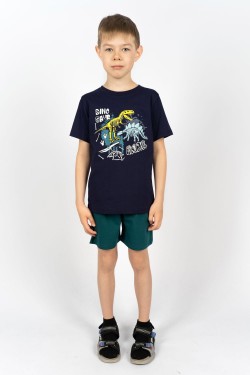 Комплект для мальчика 4291 (футболка + шорты) - т.синий-т.бирюзовый (Нл)