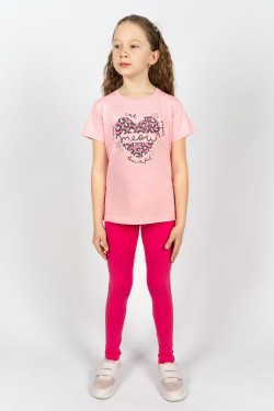 Комплект для девочки 41109 (футболка + лосины) - с.розовый-розовый (Нл)