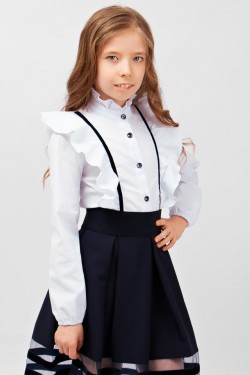 Блузка для девочки SP0622 - бело-синий (Нл)