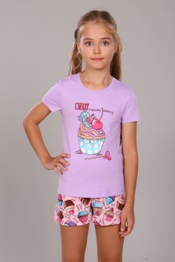 Пижама для девочки Кексы арт. ПД-009-027 - светло-сиреневый (Нл)